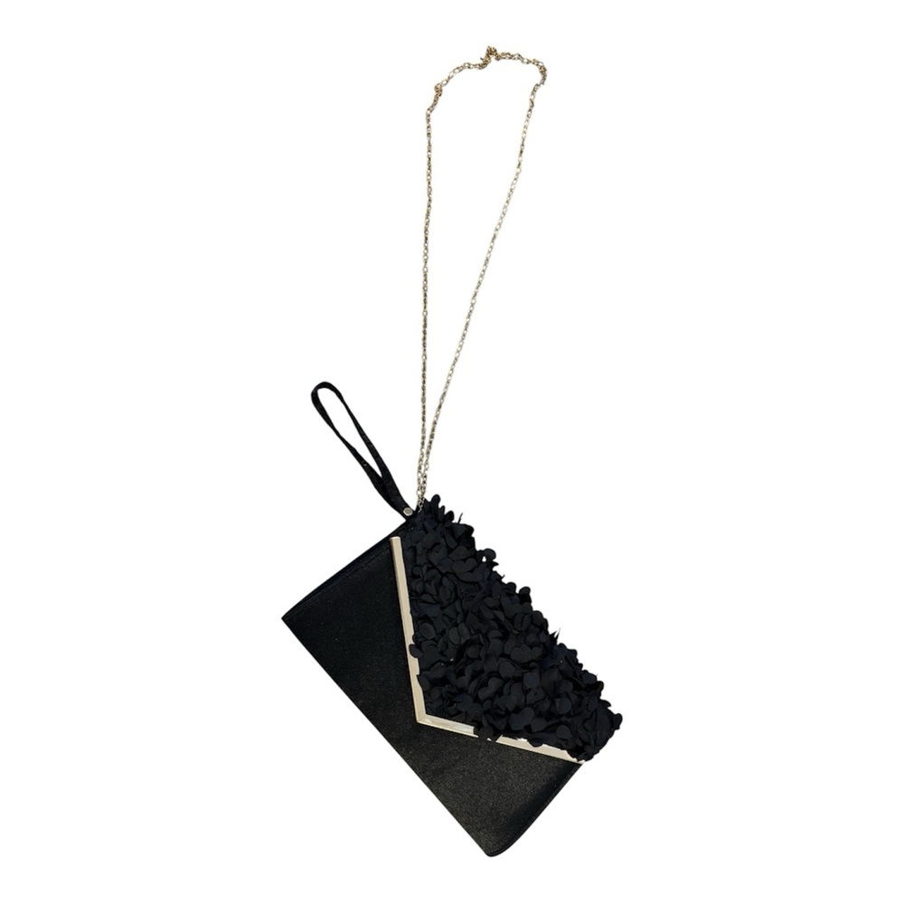 Ardene Occasion Textured Black Floral & Gold HW Convertible Crossbody Clutch